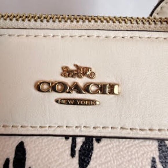 Coach Mini Bennett Satchel + Wristlet Set White Black Chevron Leather Bag - Picture 7 of 16